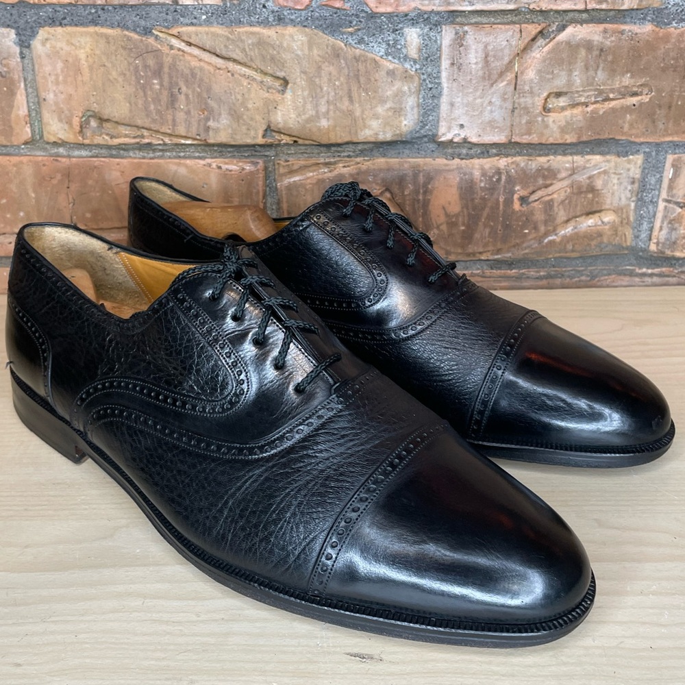 Miguel Angel Mens Black Leather Oxford Shoes Made In Spain Size 11.5M